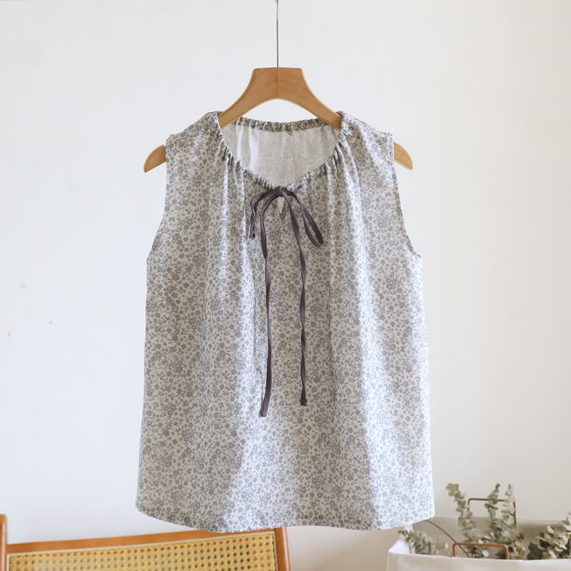 Pyjama-Set aus Baumwoll-Tanktop und Shorts mit kleinem Blumenmuster - image 20
