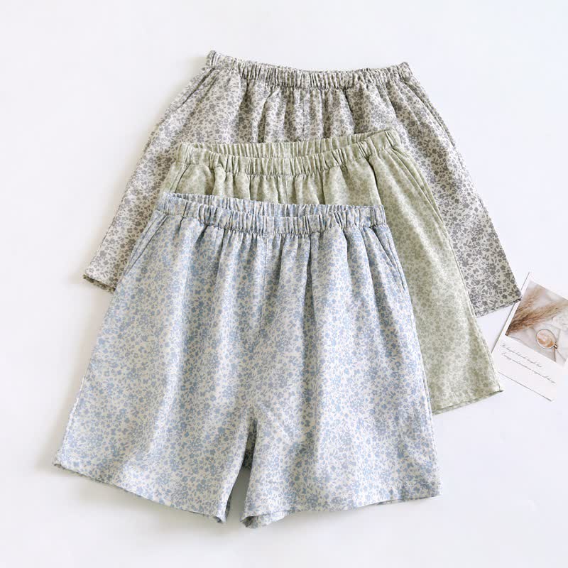 Pyjama-Set aus Baumwoll-Tanktop und Shorts mit kleinem Blumenmuster - image 6