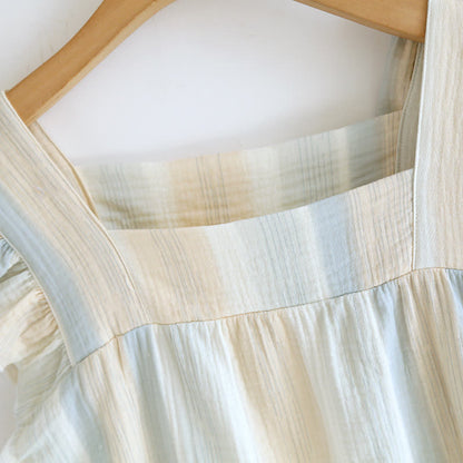 Tanktop-Loungewear aus Baumwollgaze mit Streifen und Rüschenbesatz - image 6