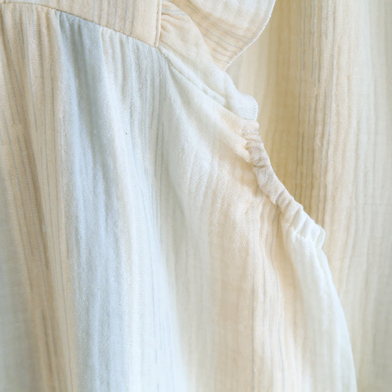 Tanktop-Loungewear aus Baumwollgaze mit Streifen und Rüschenbesatz - image 13