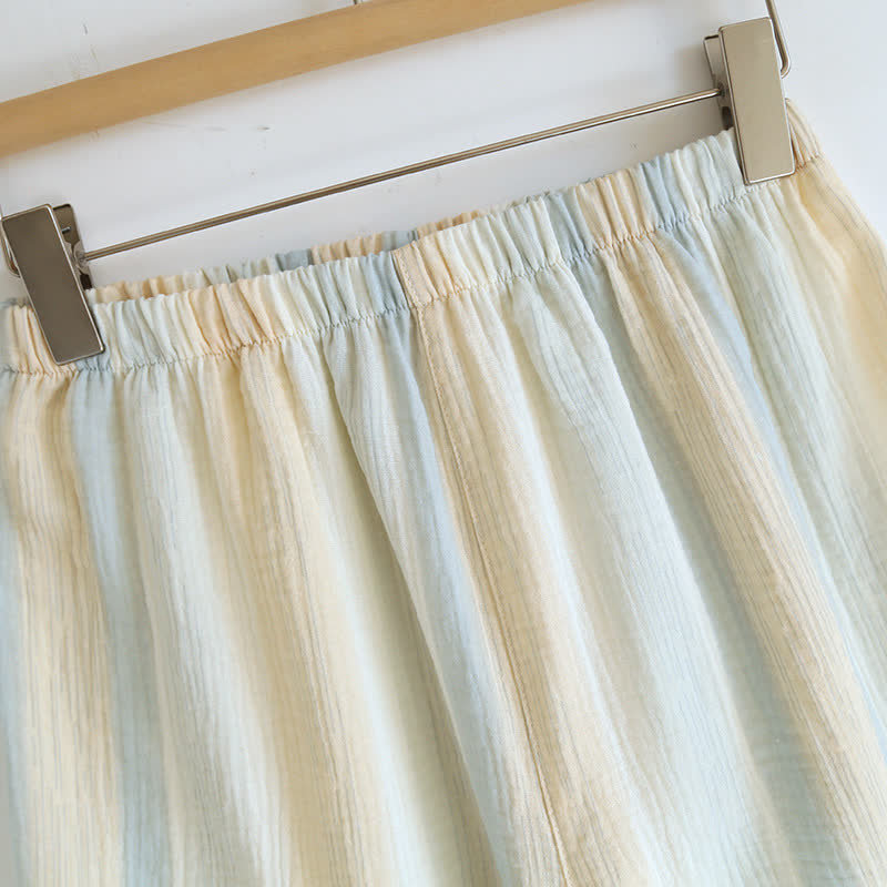 Tanktop-Loungewear aus Baumwollgaze mit Streifen und Rüschenbesatz - image 10