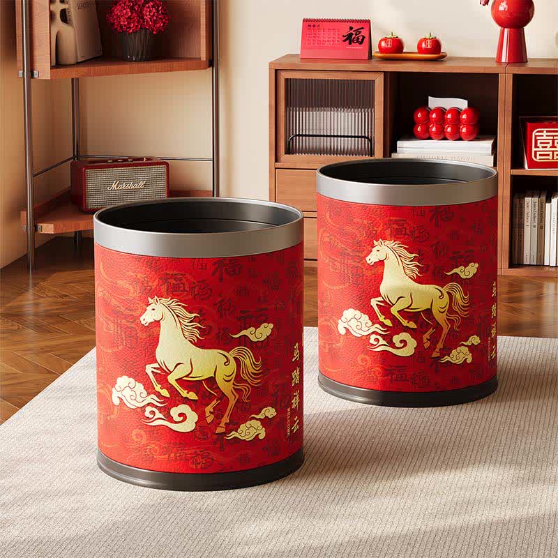 Handgefertigter Abfalleimer aus Leder für Reitsportartikel - 22.5 x 22.5 x 26cm - image 0