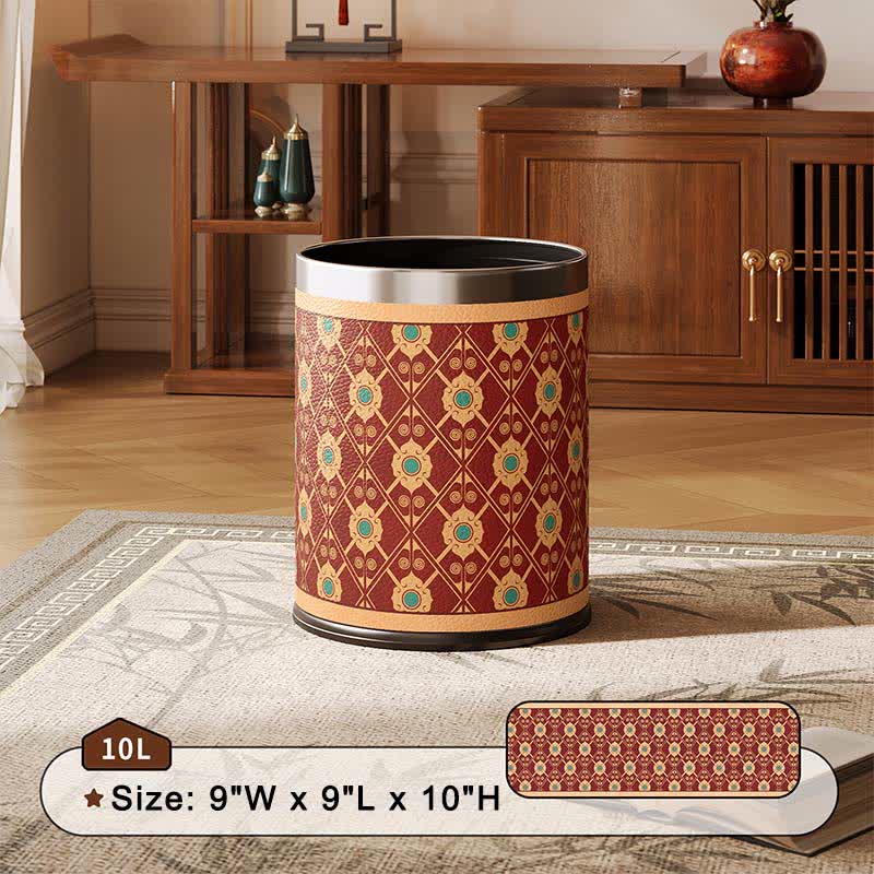 Eleganter orientalischer Leder-Abfalleimer mit Gittermuster - image 2