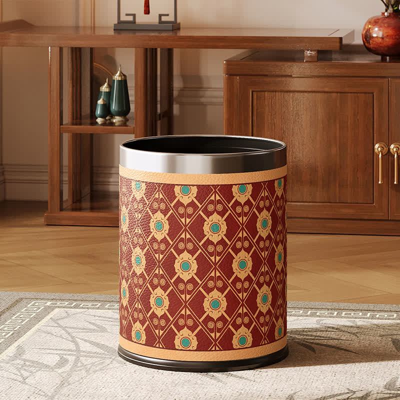 Eleganter orientalischer Leder-Abfalleimer mit Gittermuster - Standard - 22.5 x 22.5 x 26cm - image 0
