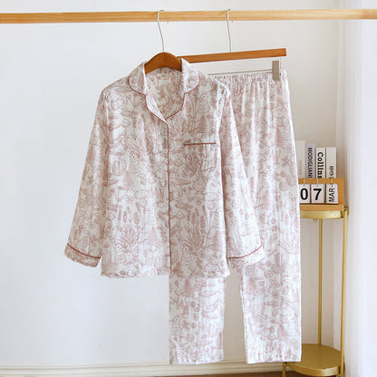 Pyjama aus Baumwollgaze mit Dschungelpilz- und Hasenmuster - Rosa - XL - image 3