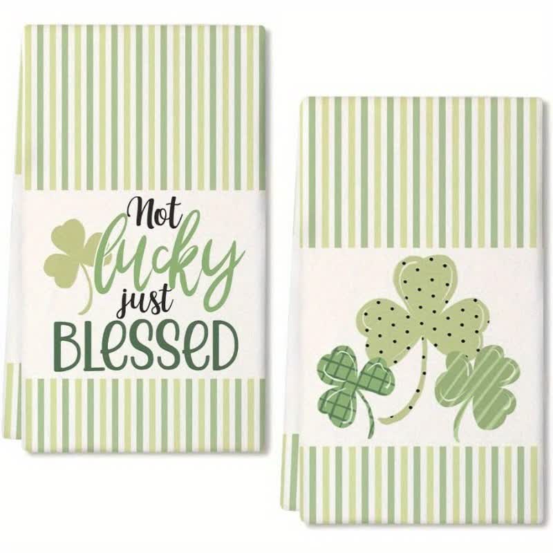 Küchenhandtücher mit Kleeblattstreifen zum St. Patrick's Day (2 Stück) - image 1