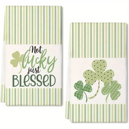 Küchenhandtücher mit Kleeblattstreifen zum St. Patrick's Day (2 Stück) - image 1