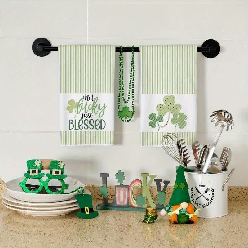 Küchenhandtücher mit Kleeblattstreifen zum St. Patrick's Day (2 Stück) - 4 Stück - 40cm x 60cm - image 0