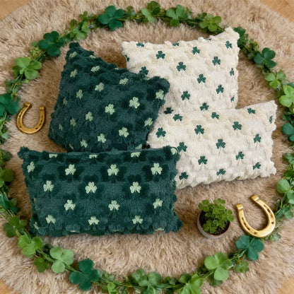 Kissenbezug mit Kleeblattstickerei - Set (Weiß x 1 & Grün x 1) - 45cm x 45cm + 30cm x 50cm - image 2