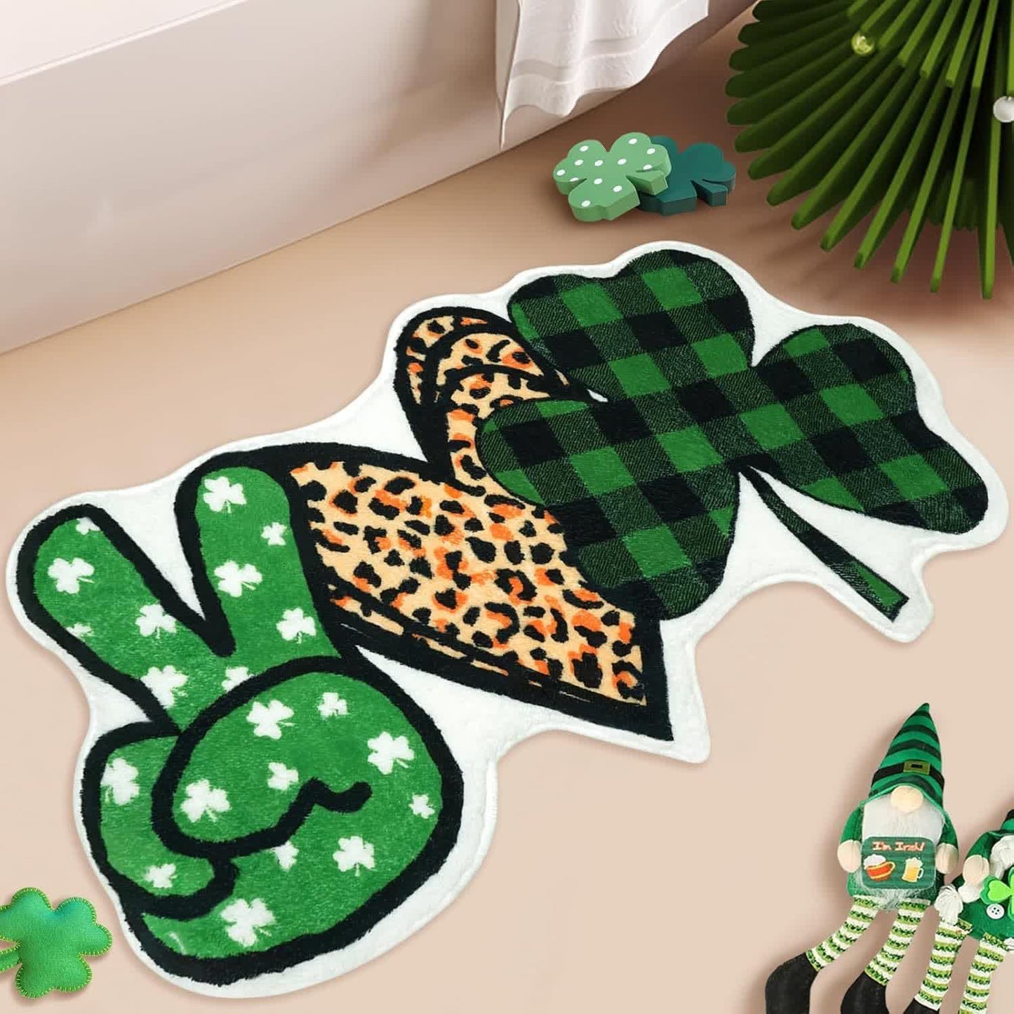 Teppich mit Kleeblattmotiv zum St. Patrick's Day - Ja, Liebe und Klee - 80cm x 120cm - image 1