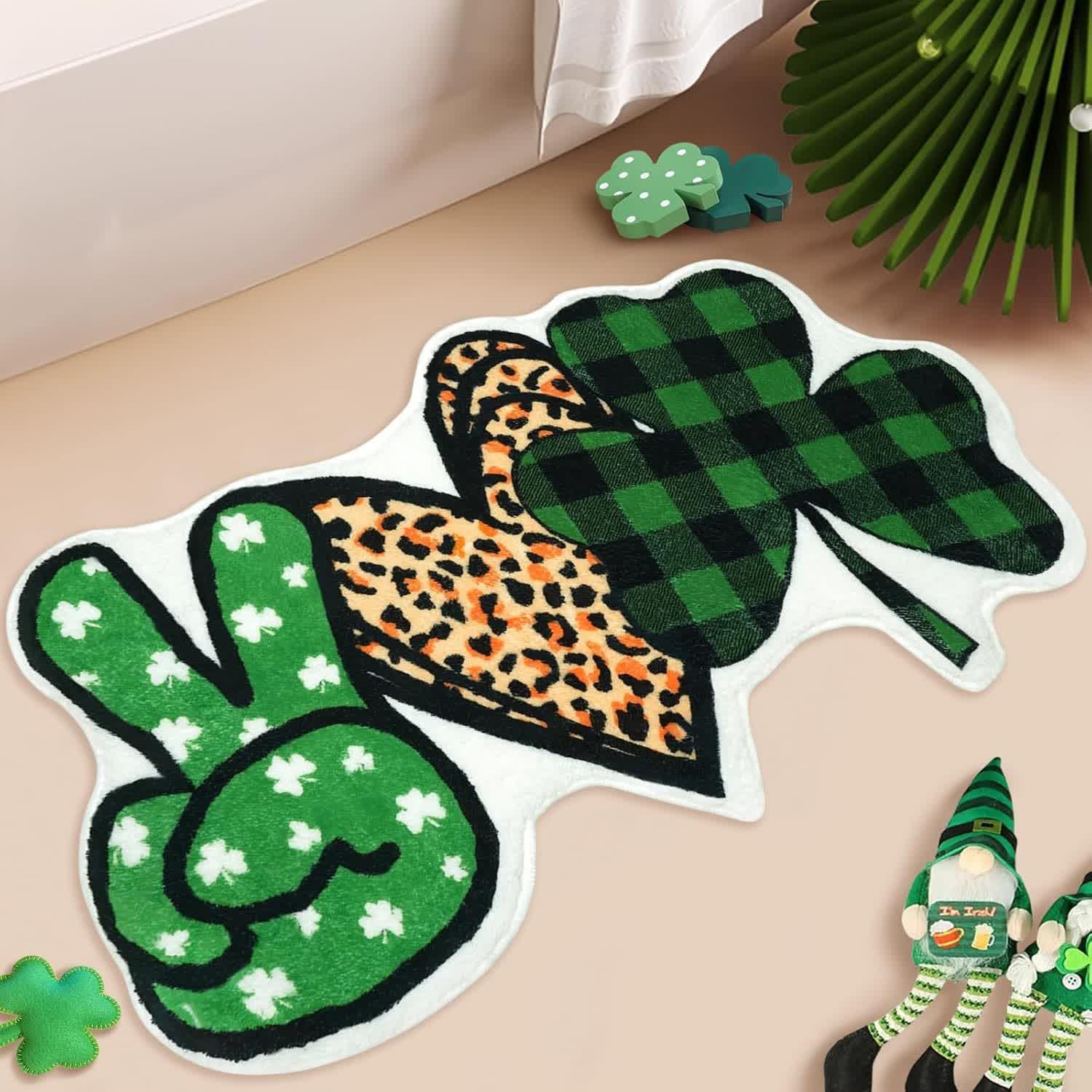 Teppich mit Kleeblattmotiv zum St. Patrick's Day - Ja, Liebe und Klee - 80cm x 120cm - image 1