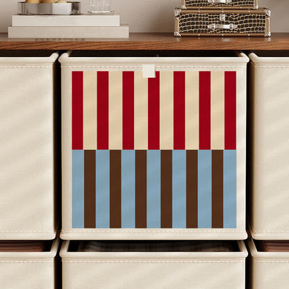 Aufbewahrungskorb aus rot-blau gestreiftem Stoff - Rot - 33 cm × 33 cm × 33 cm - image 0