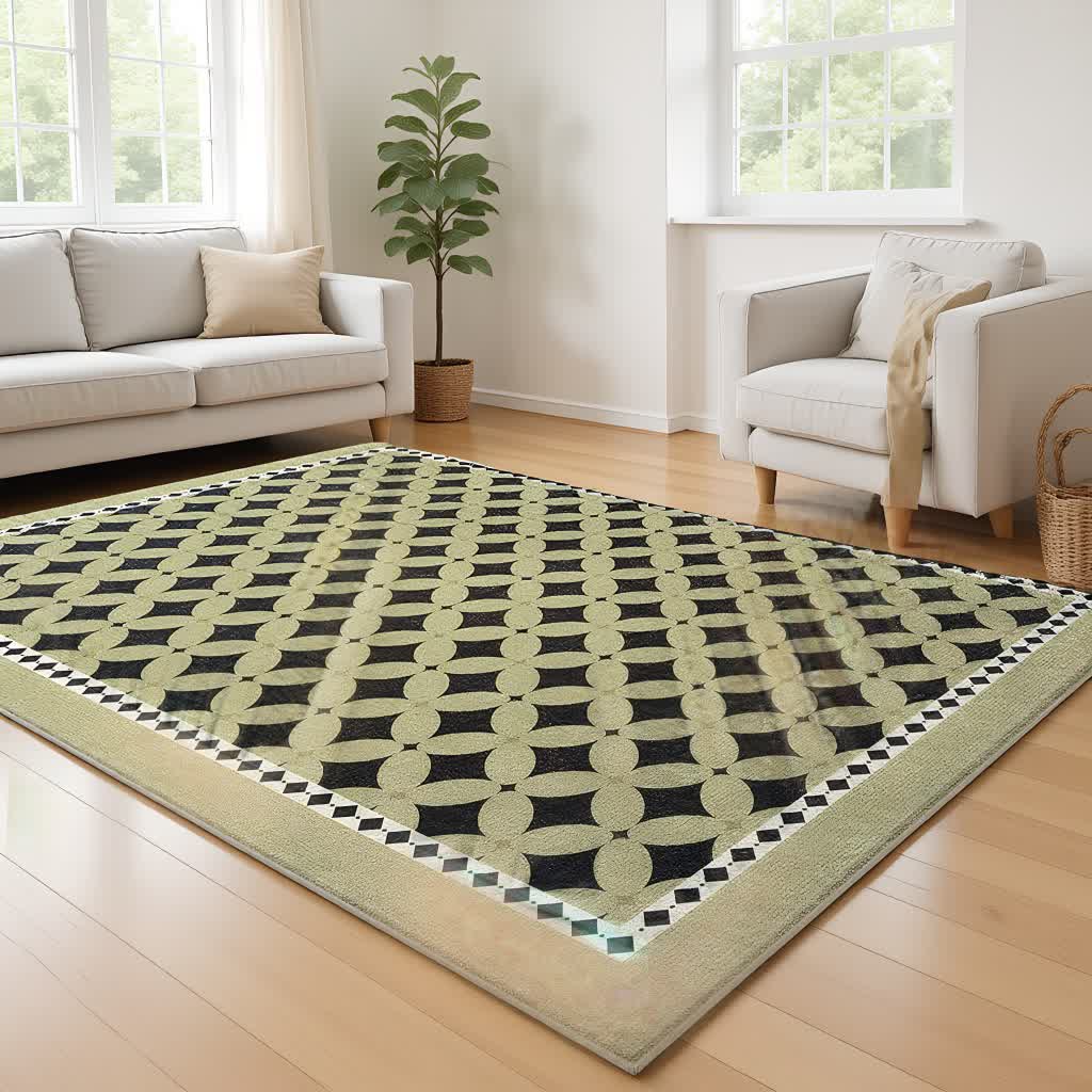 Grüner geometrischer Rauten-Teppich - image 1