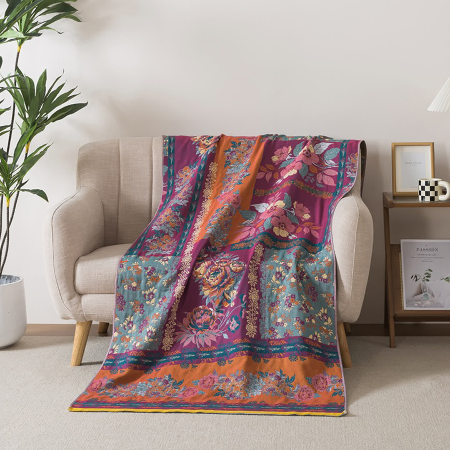 Retro-Patchwork-Badetuch aus Baumwolle mit Blumenmuster - 90cm x 180cm - image 0