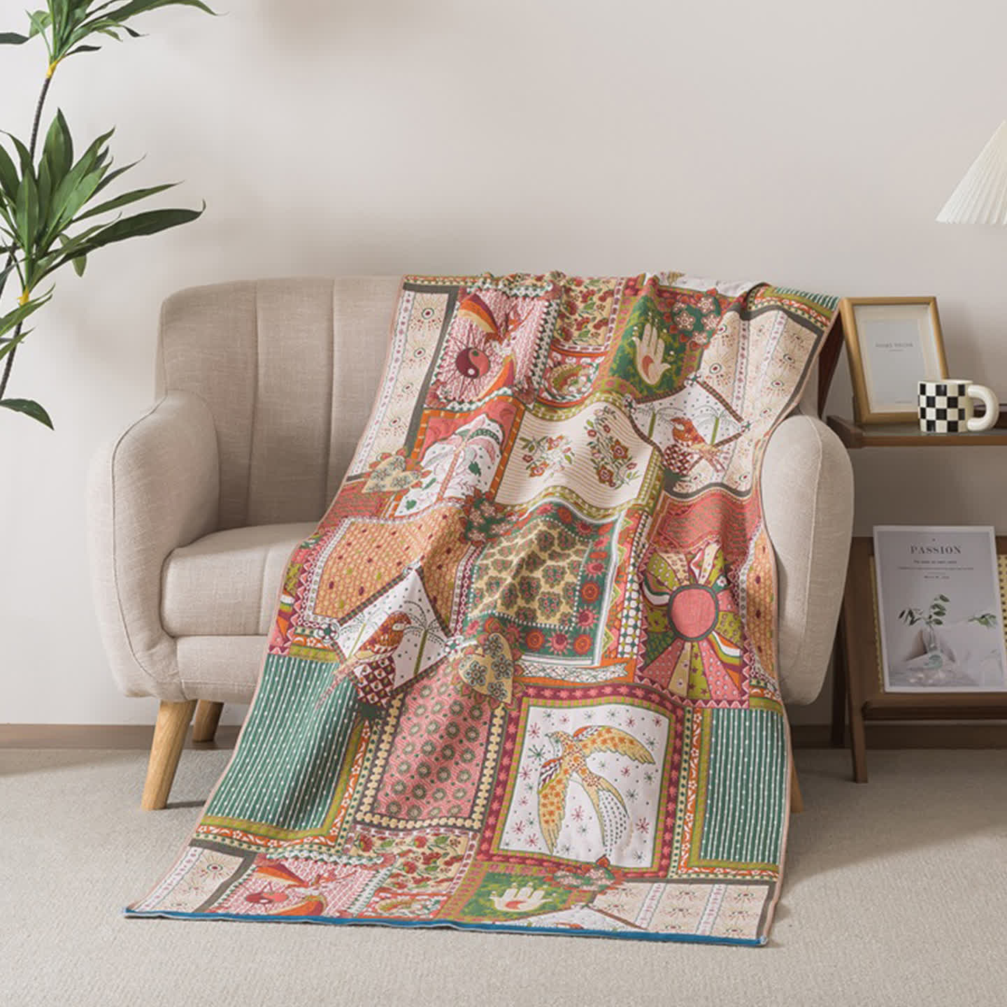 Badetuch aus Baumwollgaze im Boho-Vintage-Stil - 90cm x 180cm - image 0