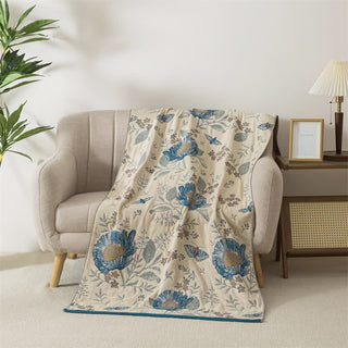 Badetuch aus reiner Baumwollgaze mit Blumen- und Schmetterlingsmuster - 90cm x 180cm - image 0