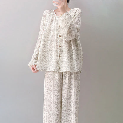 Pyjama-Set aus doppellagiger Baumwolle mit Sonnenblumenmuster - image 2