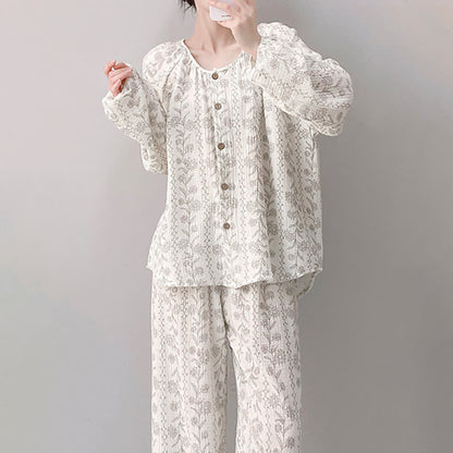 Pyjama-Set aus doppellagiger Baumwolle mit Sonnenblumenmuster - image 1