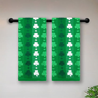 Baumwollhandtuch mit vierblättrigem Kleeblattmotiv (2 Stück) - Blatt - 40 cm x 68 cm - image 2