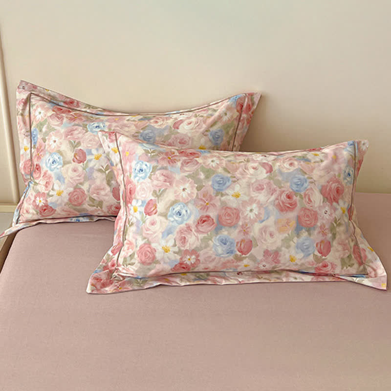 Traumhaftes rosa Rosen-Bettwäscheset aus gebürsteter Baumwolle (4-teilig) - image 6
