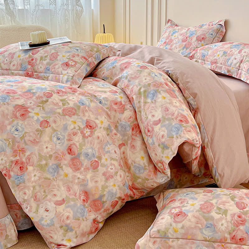 Traumhaftes rosa Rosen-Bettwäscheset aus gebürsteter Baumwolle (4-teilig) - image 2