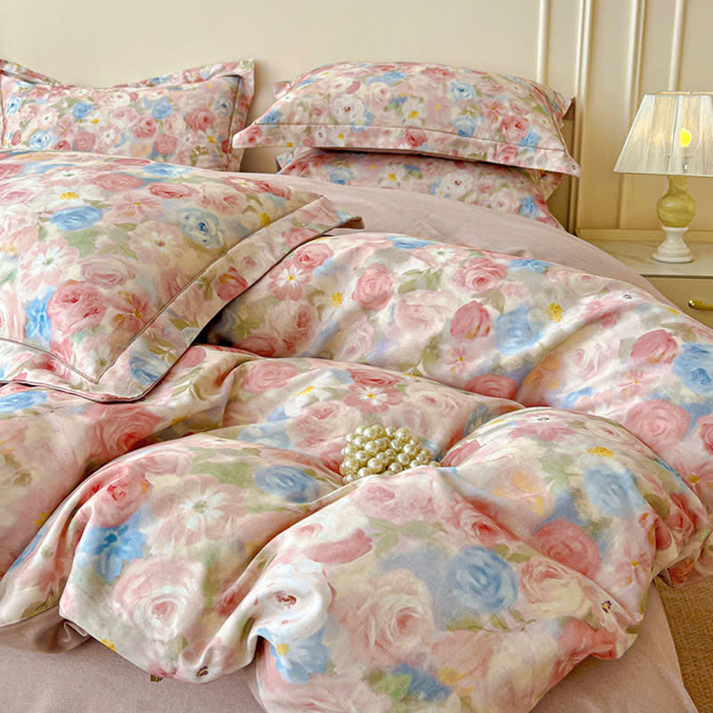 Traumhaftes rosa Rosen-Bettwäscheset aus gebürsteter Baumwolle (4-teilig) - image 5