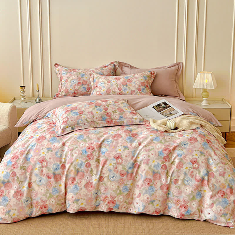 Traumhaftes rosa Rosen-Bettwäscheset aus gebürsteter Baumwolle (4-teilig) - image 3