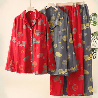 Auspicious Gourd Persimmon Loungewear-Set aus Baumwolle - image 0