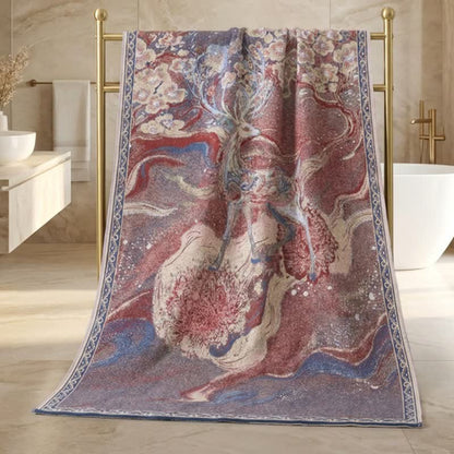 Traumhaftes Badetuch aus Baumwollgaze mit Hirsch- und Blumenmuster - image 2