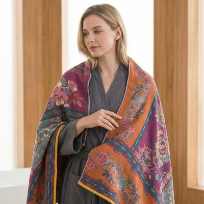 Retro-Patchwork-Badetuch aus Baumwolle mit Blumenmuster - image 2