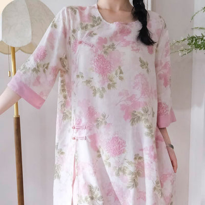 Elegantes Loungewear-Set im orientalischen Stil mit Chrysanthemenmotiv - image 3