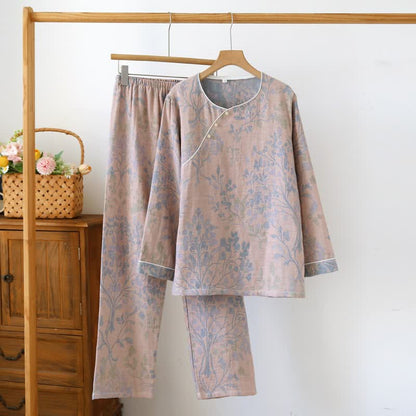 Pyjama-Set aus Baumwolle mit orientalischem Blumenmuster - Rosa - XL - image 12