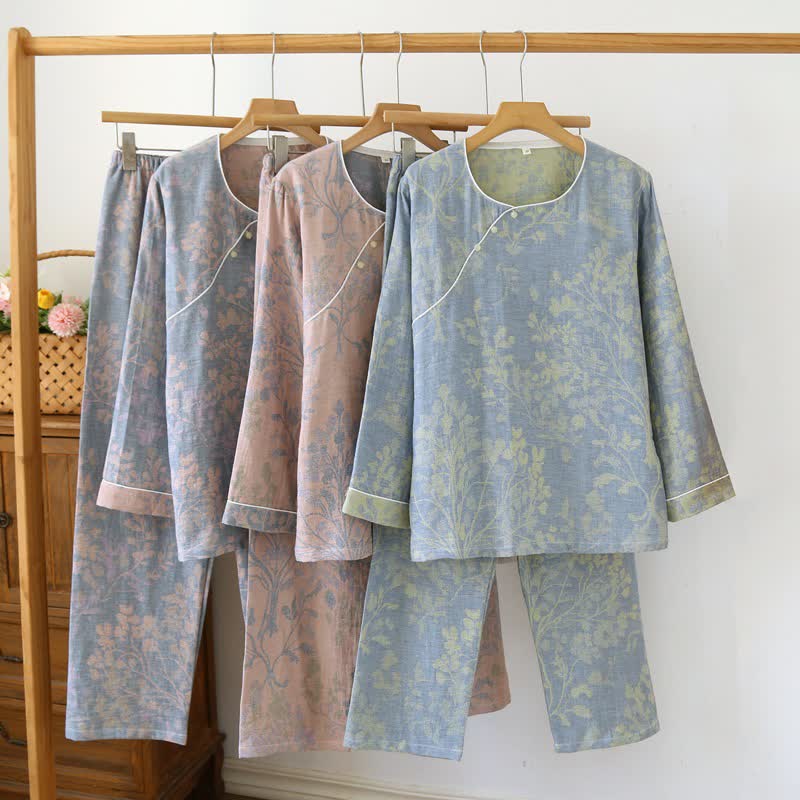 Pyjama-Set aus Baumwolle mit orientalischem Blumenmuster - image 0
