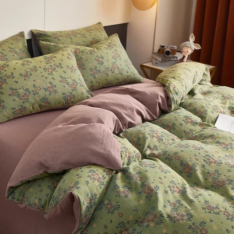 Bettwäsche aus Baumwoll-Doppelgaze mit kleinem Blumenmuster - image 2