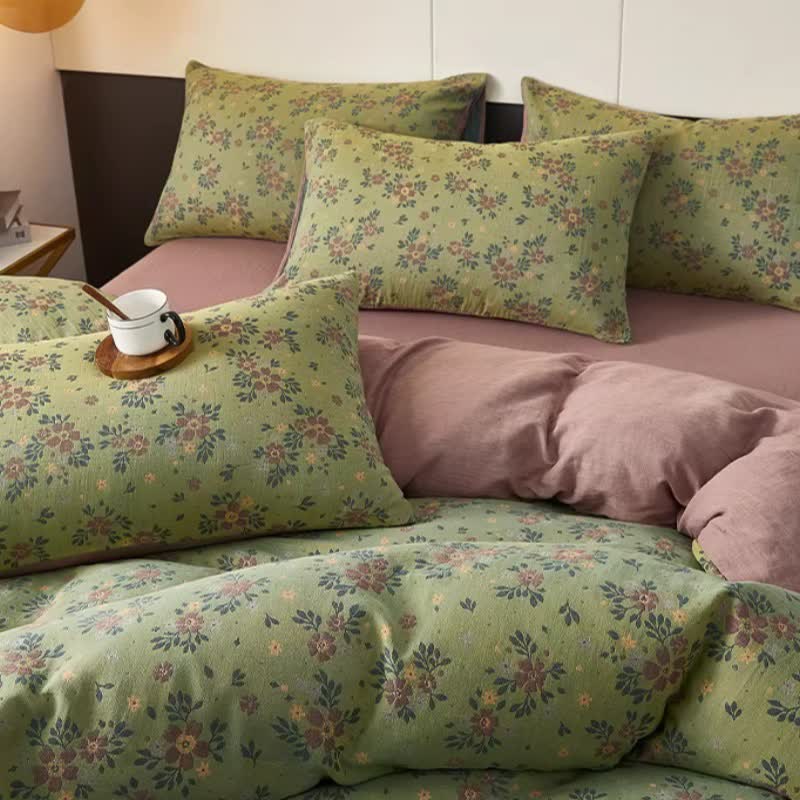 Bettwäsche aus Baumwoll-Doppelgaze mit kleinem Blumenmuster - image 4