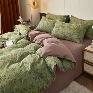 Bettwäsche aus Baumwoll-Doppelgaze mit kleinem Blumenmuster - Grün - Bettbezug - 220cm x 240cm - image 0
