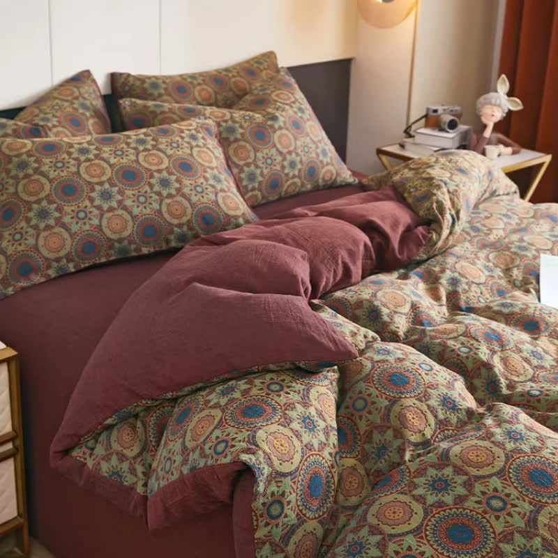 Vintage Medaillon-Jacquard-Baumwoll-Doppelgaze-Bettwäsche - image 2