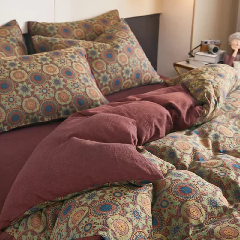 Vintage Medaillon-Jacquard-Baumwoll-Doppelgaze-Bettwäsche - image 3