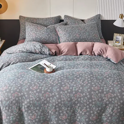 Bettwäsche aus Baumwolldoppelgaze mit Schmetterlings- und Blumenmuster - image 1