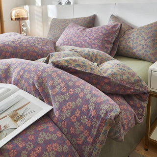 Bettwäsche aus Baumwoll-Doppelgaze mit zartem Cottage-Blumenmuster - Lila - Bettbezug - 220cm x 240cm - image 0