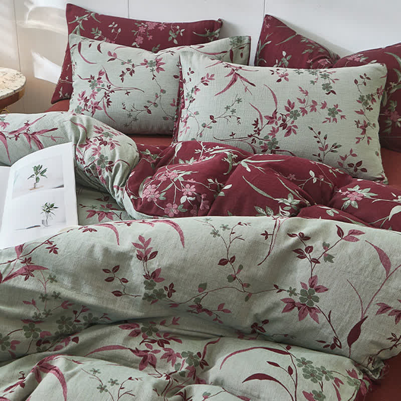 Bettwäsche aus Baumwolldoppelgaze mit Zweig- und Blumenmuster - image 3