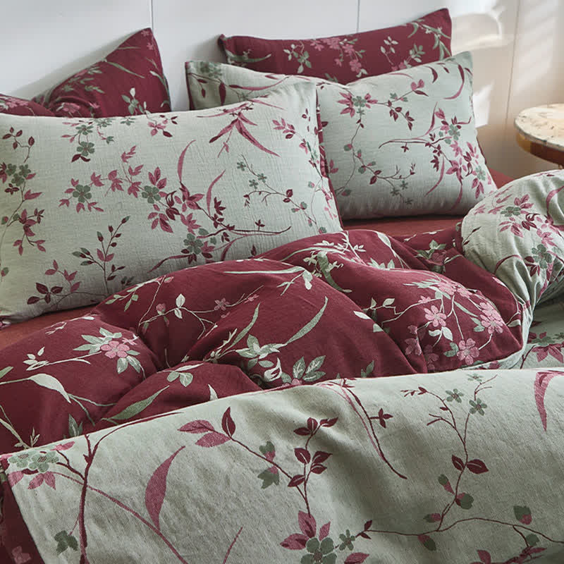 Bettwäsche aus Baumwolldoppelgaze mit Zweig- und Blumenmuster - image 5