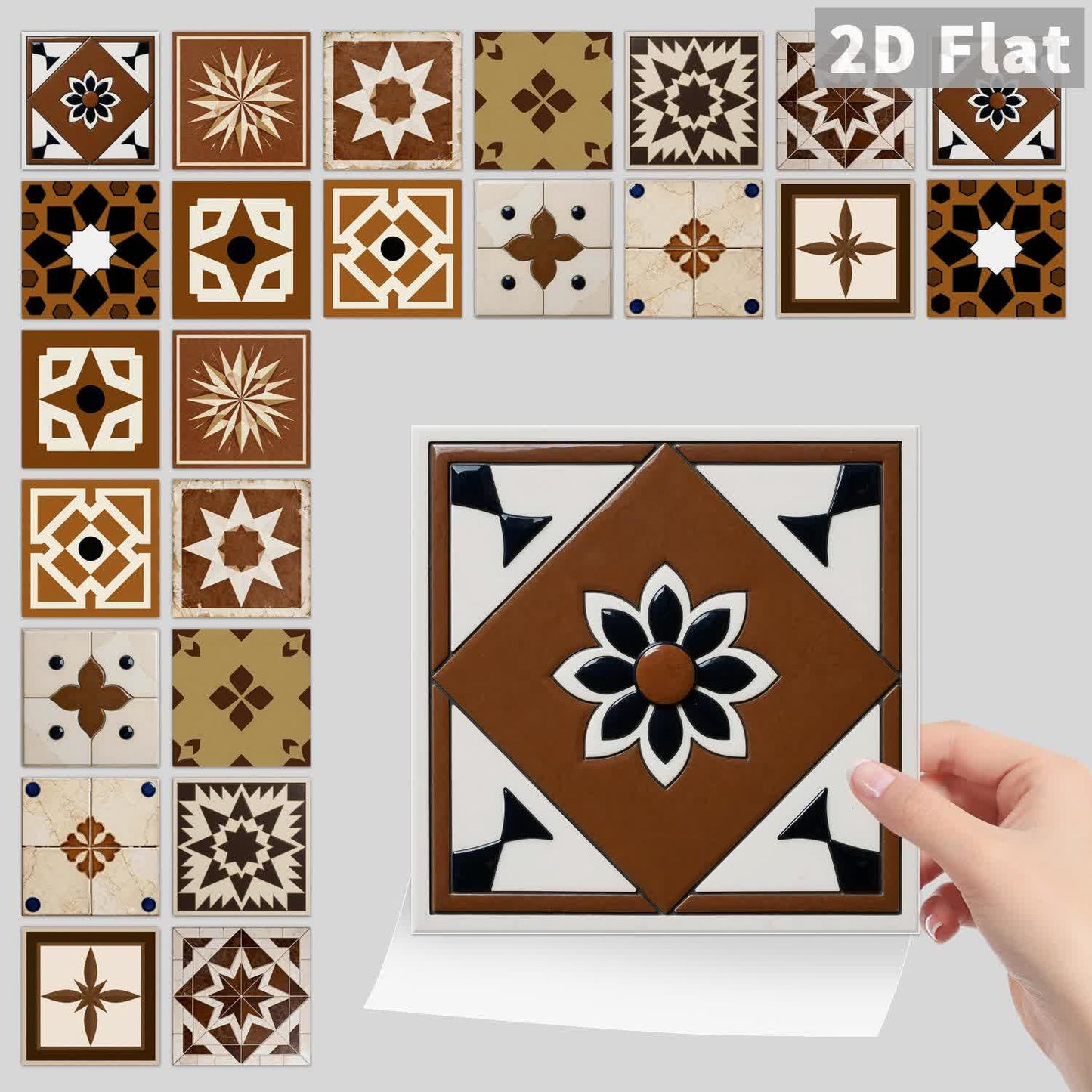 Braune geometrische Wandaufkleber zum Abziehen und Aufkleben (24 Stück) - image 7