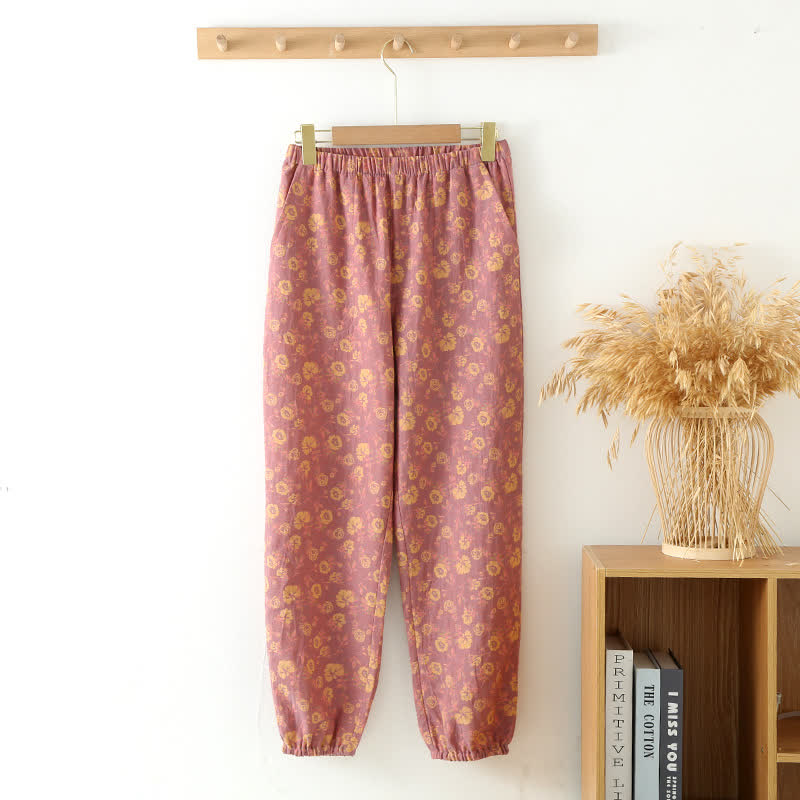 Jogginghose aus rosafarbenem Baumwollgaze - Lila - XXL - image 0