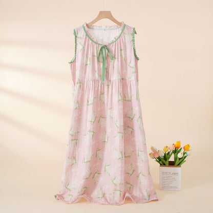 Ärmelloses Nachthemd aus Babyatem-Baumwollgaze - Rosa - XL - image 0