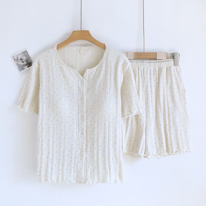 Pyjama-Set aus Baumwoll-Jacquard mit ländlichem Blumenmuster - image 7