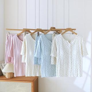 Pyjama-Set aus Baumwoll-Jacquard mit ländlichem Blumenmuster - image 0