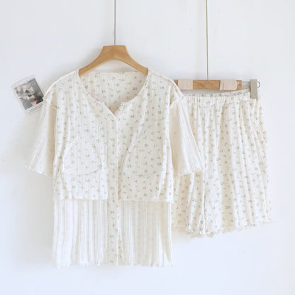 Pyjama-Set aus Baumwoll-Jacquard mit ländlichem Blumenmuster - image 13