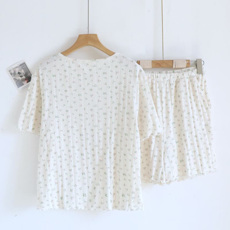 Pyjama-Set aus Baumwoll-Jacquard mit ländlichem Blumenmuster - image 14