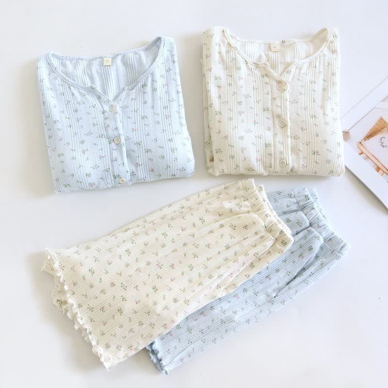 Pyjama-Set aus Baumwoll-Jacquard mit ländlichem Blumenmuster - image 6